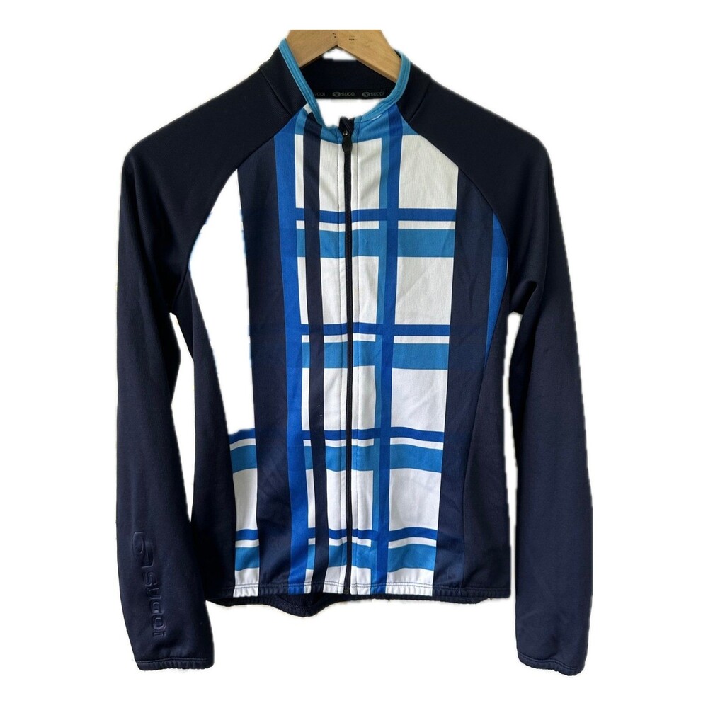 SUGOi Women's Cycling Zip Up Back Pockets Stripe Track Jacket Sportswear M